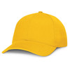 A yellow baseball cap with a curved brim and a structured crown.