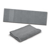 A folded gray gym towel and a flat, unfolded gray gym towel, designed for sports and leisure activities.