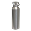 A drink bottle made of stainless steel with a sleek, polished finish and a screw-top lid.
