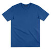 A blue women's t-shirt featuring short sleeves and a round neckline. The shirt has a plain design and includes a logo.