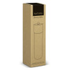 A bamboo pepper mill in a sleek, tall design, presented in a simple, eco-friendly packaging.