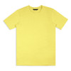 A plain yellow unisex T-shirt with a round neckline and short sleeves, featuring a brand logo.