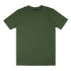 A green unisex T-shirt featuring a simple design and a crew neckline, with a logo on the label.