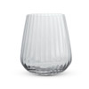 A clear, ribbed glass tumbler with a stemless design, ideal for serving beverages.