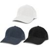 A corduroy cap available in white, navy, and black, featuring a curved brim and an adjustable strap at the back.