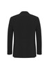 A black men's classic jacket with a structured fit and long sleeves, featuring a back view.