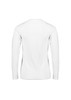 A long sleeve tee in white, featuring a simple design and a logo on the back.