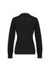A black merino cardigan with a textured design, featuring long sleeves and a ribbed hem.
