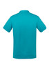 A teal men's short sleeve polo shirt featuring a classic design and a logo on the neckline.