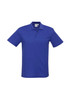 A blue Crew Mens Polo shirt featuring a classic collar and short sleeves, with a logo on the label.