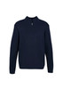 A navy 80/20 wool pullover jumper with a zip collar and long sleeves, featuring a subtle ribbed texture.