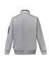 A grey unisex 1/4 zip brushed fleece pullover with a collar and a pocket on the arm.