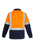 Unisex hi-vis polar fleece pullover featuring fluorescent orange and navy, with shoulder tape and a logo.