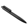 A black geometric ballpoint pen featuring a textured design and a clip for easy attachment.