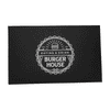 A black menu cover with the text "Burger House" and a burger graphic, featuring a decorative border.