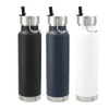 A drink bottle set featuring black, navy, and white copper vacuum insulated bottles with straw lids and metal accents.