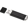 A black USB flash drive with a metal silver accent, featuring a detachable cover. It has a keyring loop for easy attachment.