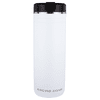 A drink bottle in white with a black lid, featuring a sleek design and a logo. Holds 700ml of liquid.