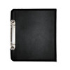 A black A5 binder featuring a durable design and a metal clip mechanism, ideal for office use.