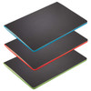 Three Colour Pop Saddlestitch JournalBooks with black covers and coloured edges in blue, red, and green.