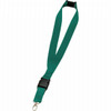 A teal lanyard with a clip attachment and a black plastic buckle. Suitable for exhibitions and events.