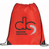 A large red drawstring sportspack with a black logo featuring the letters "ds" and the words "DESIGN SERVICE."