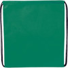 A green non-woven drawstring sportpack with black cords, featuring a plain design and a logo.