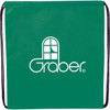 A green non-woven drawstring sportpack with a logo on the front.