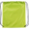 A bright green drawstring sportspack with black cords and a logo. Ideal for carrying essentials.