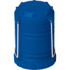 A blue Mini COB Pop Up Lantern with a handle, featuring a cylindrical design and textured surface.