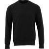 A black fleece crew jumper for men, featuring a simple design and a logo on the garment.