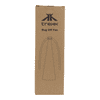 A portable fan in a cardboard box with a simple design. The product has a logo on the packaging.