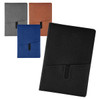A set of Isaly Notebooks in grey, blue, brown, and black, featuring a pocket design and branding.