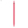 A pink plastic pen with a sleek design, featuring a clip and a visible logo.