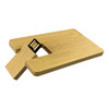 A wooden USB flash drive in bamboo design, featuring a slide-out connector. It has a sleek, natural finish.