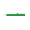 A green aluminium pen with a silver clip. The pen features a sleek, modern design and has a logo.