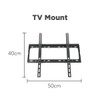 A black TV mount with adjustable brackets, measuring 50cm in width and 40cm in height.