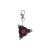 A black 3-in-1 ABS data blocker with keyring, featuring multiple charging tips and a logo.