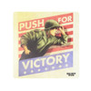 A cork coaster featuring a soldier with a vintage graphic design, predominantly in red, white, and blue hues.