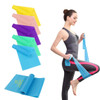 A selection of latex-free TPE fitness resistance bands in various pastel colours, with a woman demonstrating their use.