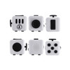 A white Fidget Cube featuring multiple tactile surfaces and buttons in various configurations.