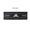 A moulded PVC bar runner in black, featuring a prominent logo and a textured surface.
