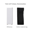 A packaging display featuring a white box and a black Oxford material bag for a camping cutlery tool.