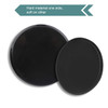 A pair of black yoga sliding disks, featuring a hard material on one side and a soft surface on the other.