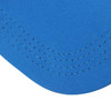 A blue sport visor with detailed stitching, featuring a curved brim, and one branding logo.