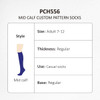 A pair of mid-calf socks in a solid colour, featuring a logo and designed for casual wear.