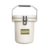 A 15L cream-coloured ice bucket with a black handle and a logo on the front.