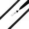 A black bootlace lanyard featuring a silver metal clip for attaching items. It has a textured finish.
