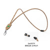 A cork lanyard in a natural brown colour with a key clip and safety breakaway feature. It has a logo on the attachment.