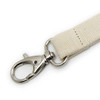 A cream cotton lanyard with a metal clip attachment, featuring a simple design.